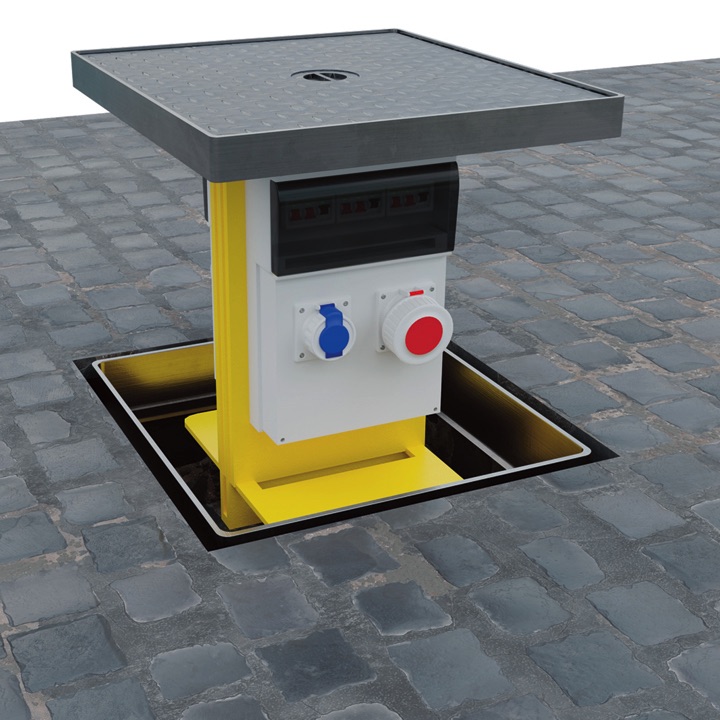 Image of an in-ground unt with the hinged lid open